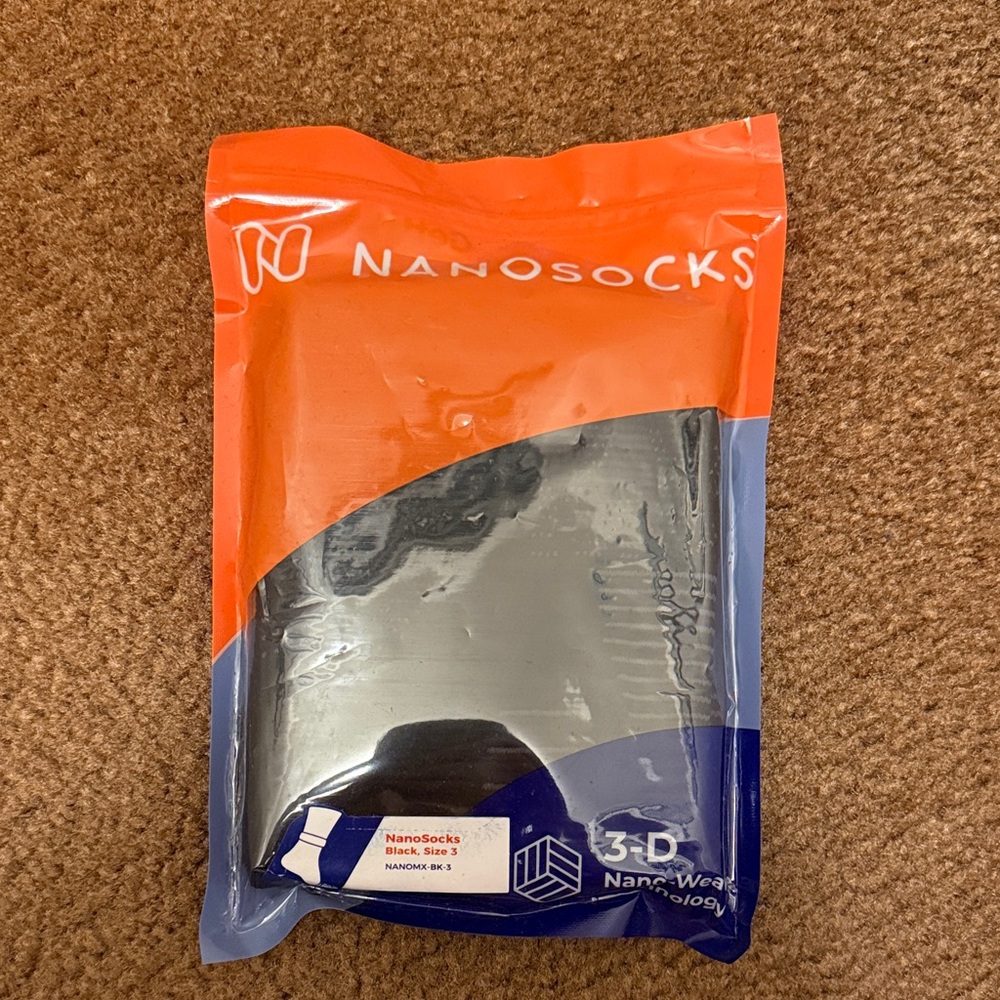 Nanosocks Size 3 Black 3D Nano-Weave Socks